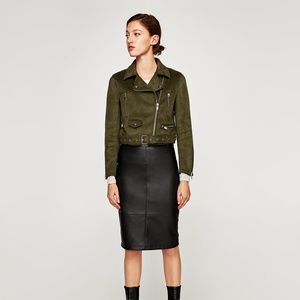 zara green suede jacket